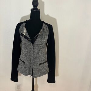 Skies are Blue Button Up Cardigan Sweater Gray and Black Medium